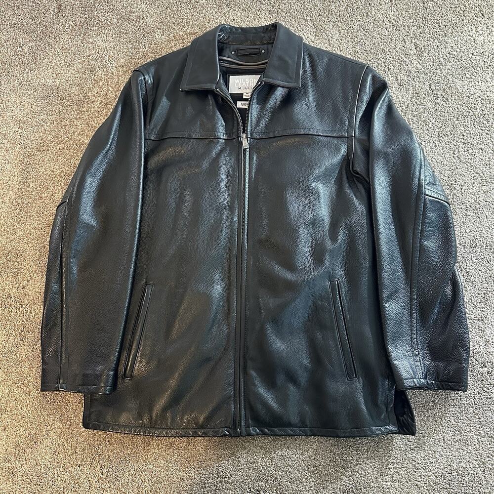 M. Julian Wilsons Thinsulate Black Leather Button Lined Jacket Coat Men's M
